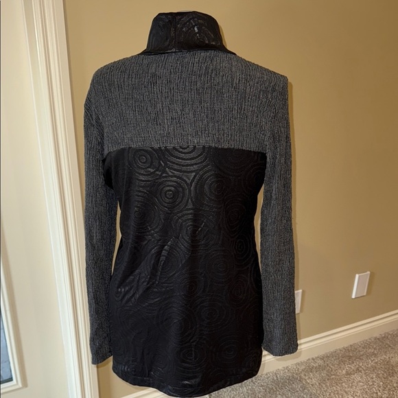 Zoe Sweater Yellow Blue Gray Black Art Wear Cowl Neck Long Women’s Sz L - Picture 3 of 9